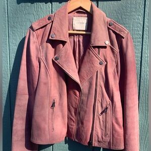 Lucky Brand Dusty Rose Lamb Leather Moto Jacket